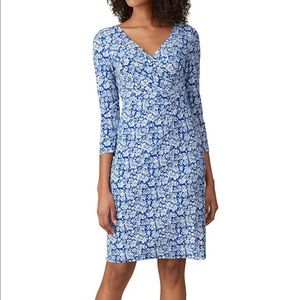 Lauren Ralph Lauren Blue and White Floral Crossover Dress- Size 12